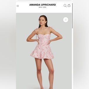 Amanda Uprichard CHAMPAGNE SKORT ROMPER IN CHERRY BLOSSOM BROCADE- XS